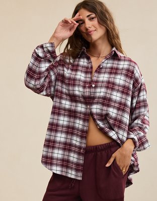 Aerie Anytime Fave Flannel Button Down Shirt