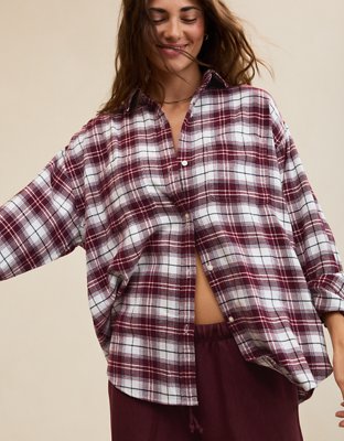 Aerie Anytime Fave Flannel Button Down Shirt