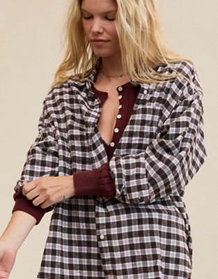Aerie Anytime Fave Flannel Button Down Shirt