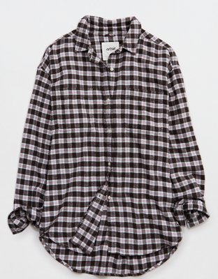 Aerie Anytime Fave Flannel Button Down Shirt