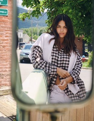 Aerie Anytime Fave Flannel Oversized Shirt