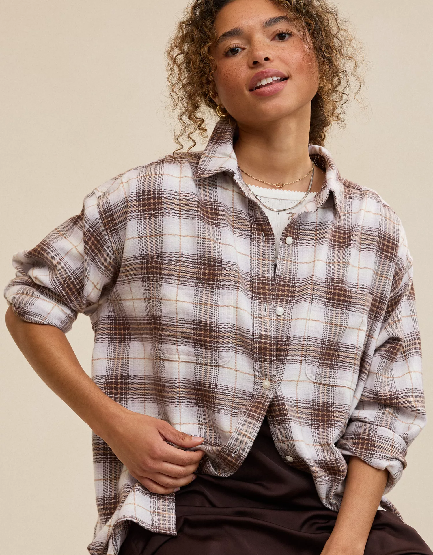 Aerie Anytime Fave Flannel Oversized Shirt
