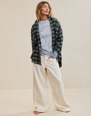 Aerie Anytime Fave Flannel Oversized Shirt