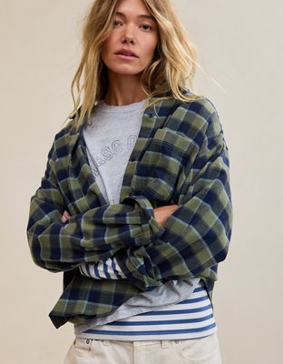 Aerie Anytime Fave Flannel Oversized Shirt