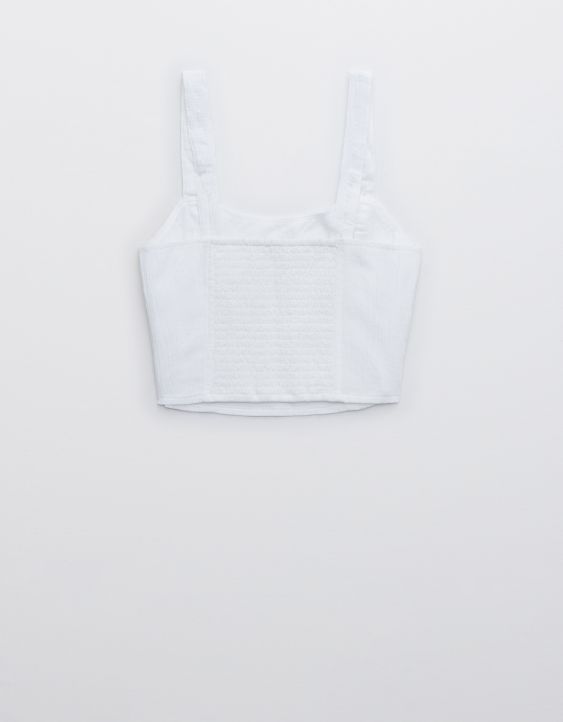 Aerie Cropped Woven Corset Tank Top