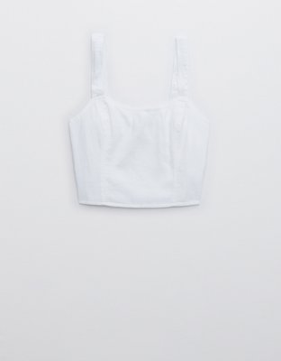 Aerie Cropped Woven Corset Tank Top