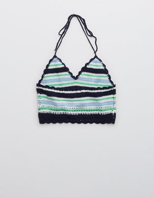 Aerie Textured Halter Cropped Bra Top