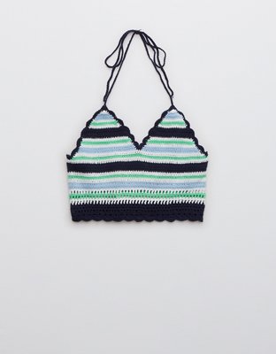 Aerie Textured Halter Cropped Bra Top