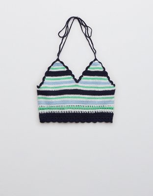 Aerie Textured Halter Cropped Bra Top