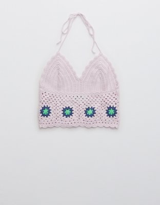 Aerie Textured Halter Cropped Bra Top