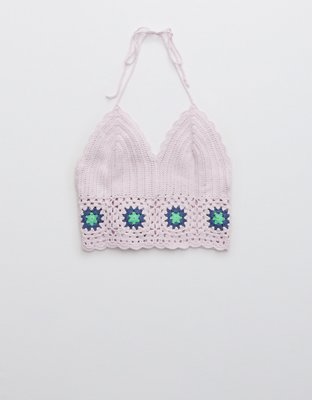 Aerie Textured Halter Cropped Bra Top