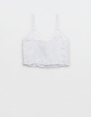 Aerie Woven Lace Up Crop Top