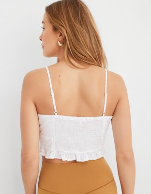 Aerie Woven Lace Up Crop Top