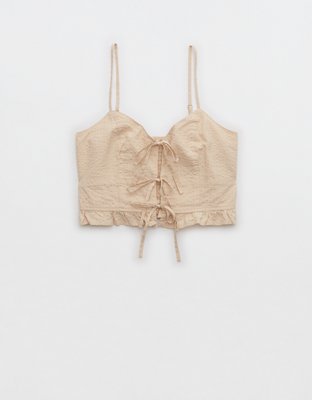 Aerie Woven Lace Up Crop Top