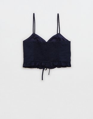 Aerie Woven Lace Up Crop Top