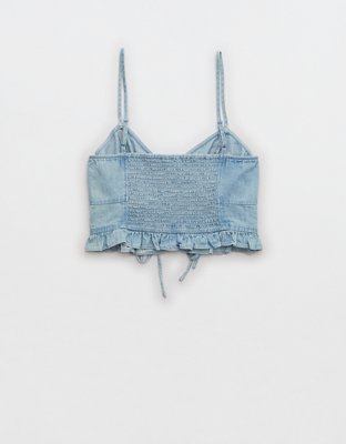 Aerie Woven Lace Up Crop Top