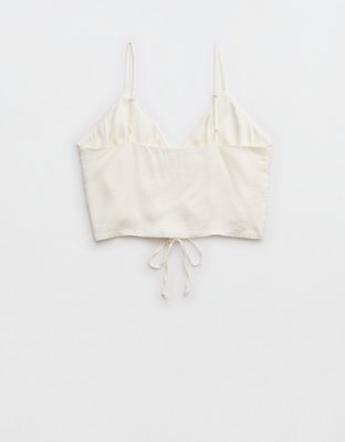 Aerie Satin Cinched Cropped Tank Top