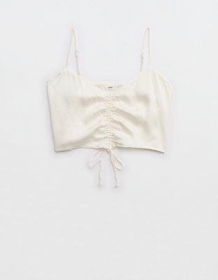 Aerie Satin Cinched Cropped Tank Top