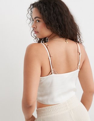 Aerie Satin Cinched Cropped Tank Top