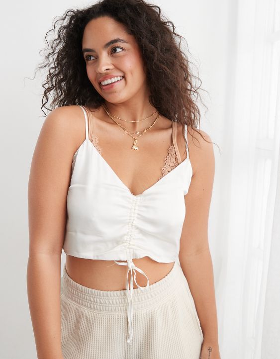 Aerie Satin Cinched Cropped Tank Top