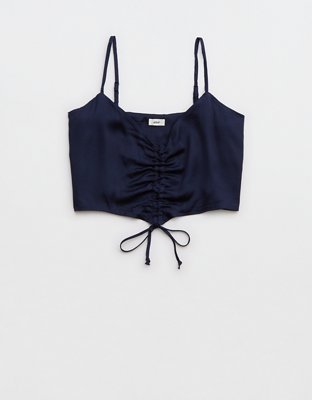 Aerie Satin Cinched Cropped Tank Top