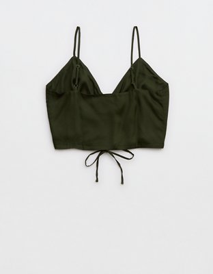 Aerie Satin Cinched Cropped Tank Top