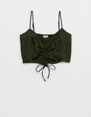 Женские топы Aerie Satin Cinched Cropped Tank Top — фото 3