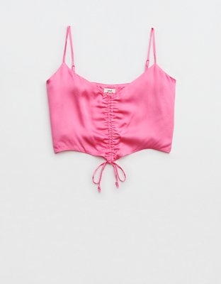 Aerie Satin Cinched Cropped Tank Top
