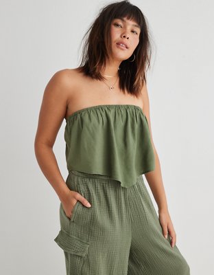 Aerie Pool-To-Party Linen Blend High Waisted Trouser