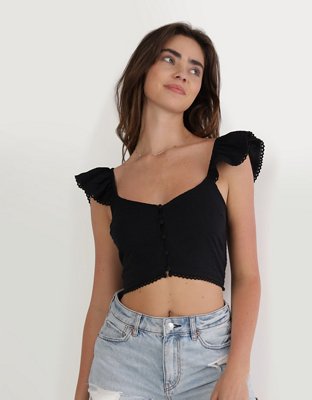 Aerie Cropped Seersucker Tank Top