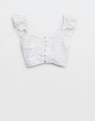 Aerie Cropped Seersucker Tank Top