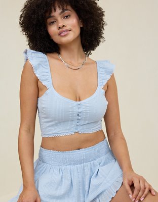 Aerie Good Day Cropped Seersucker Tank Top