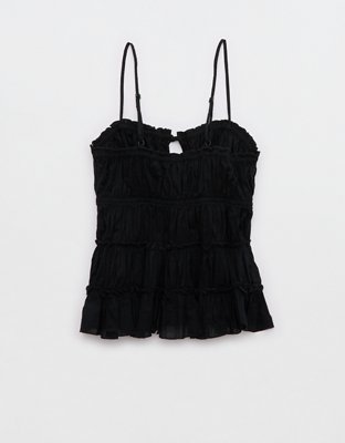 Aerie Tie Front Tiered Tank Top