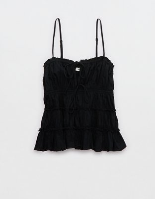 Aerie Tie Front Tiered Tank Top