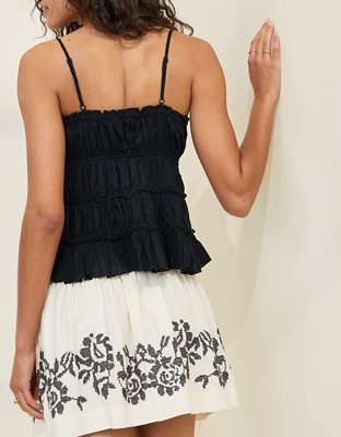 Aerie Tie Front Tiered Tank Top