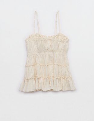 Aerie Tie Front Tiered Tank Top