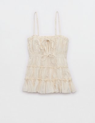 Aerie Tie Front Tiered Tank Top