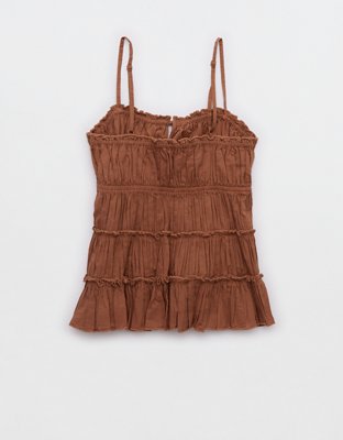 Aerie Tie Front Tiered Tank Top