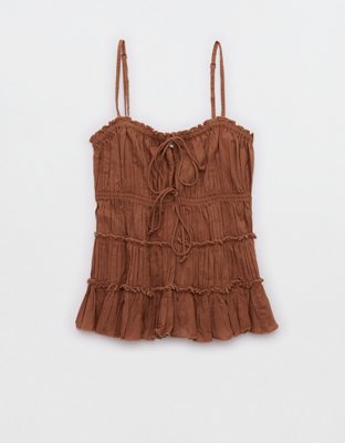 Aerie Tie Front Tiered Tank Top