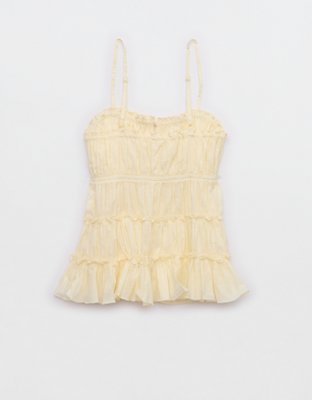 Aerie Tie Front Tiered Tank Top