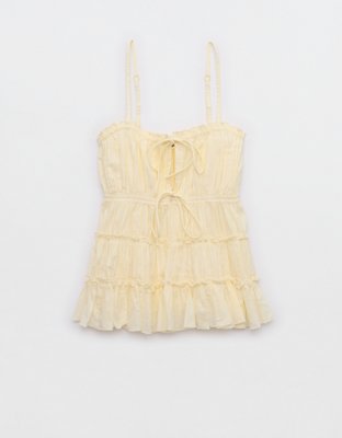 Aerie Tie Front Tiered Tank Top