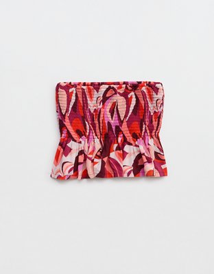 Женский топ Aerie Party Smocked Tube, цвет: Глубокий рубиновый — фото 3