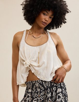 Aerie Woven Scoop Neck Tank Top