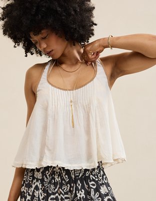 Aerie Woven Scoop Neck Tank Top