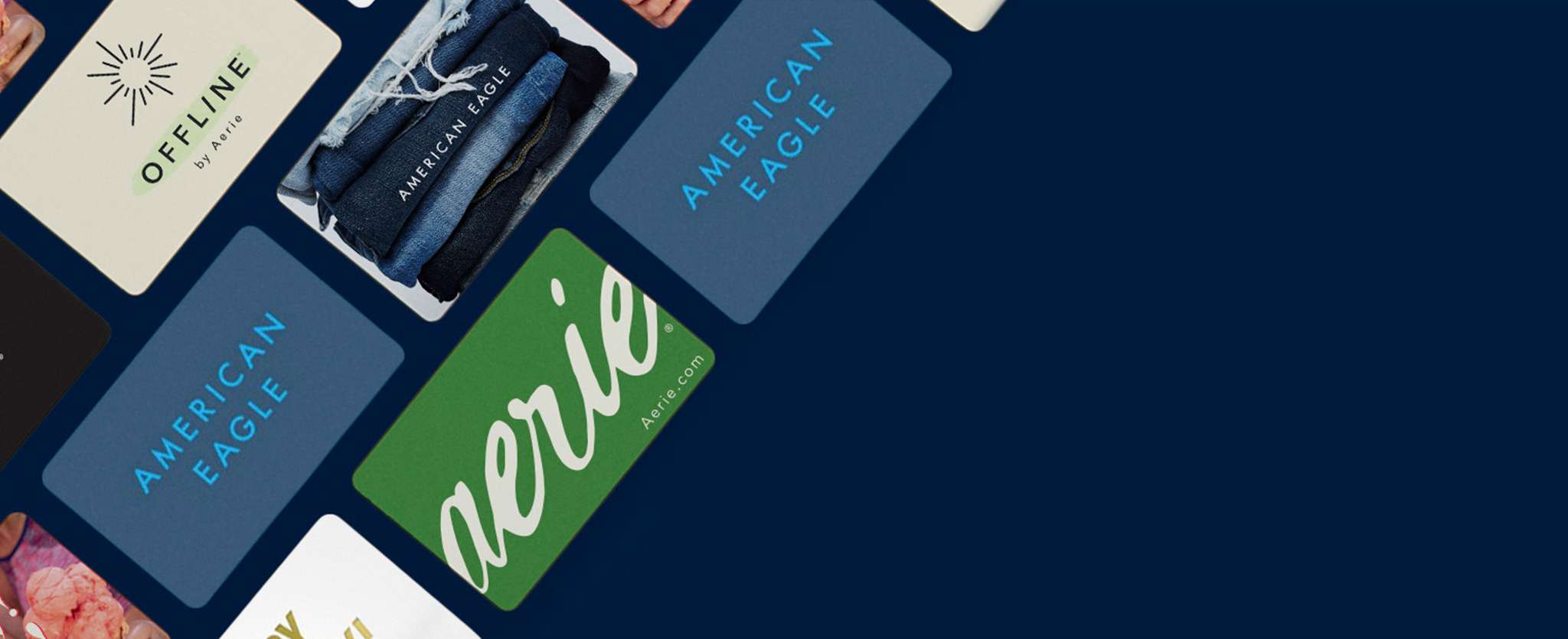 gift cards displayed on blue background
