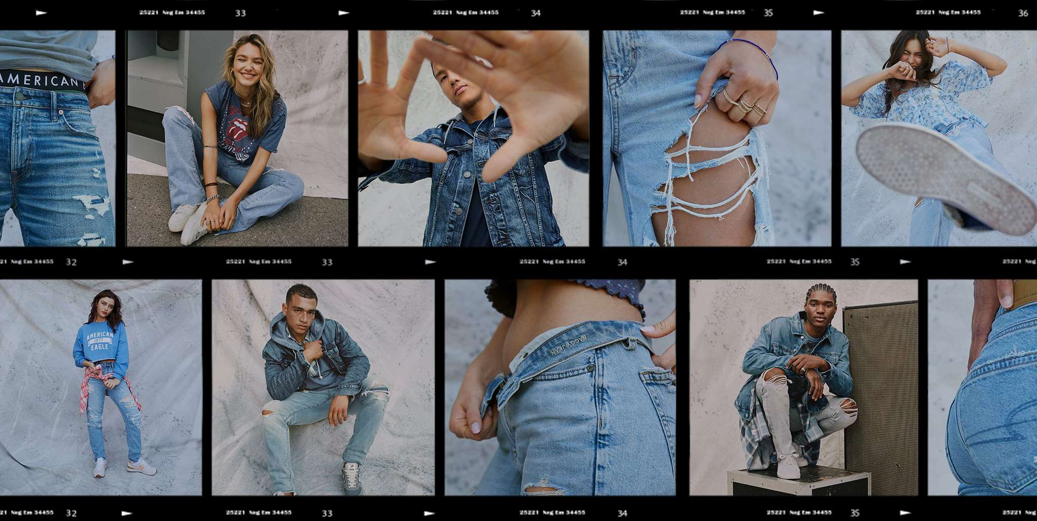 grid of jeans