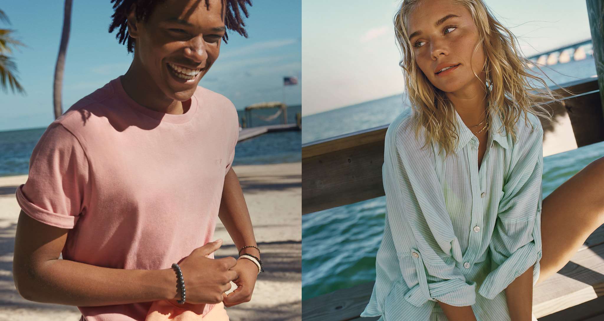 models wearing AE tops