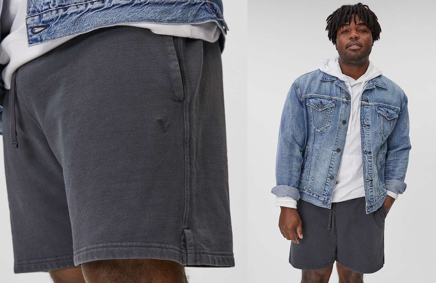 Adiel is 5'11" and wearing the Super Soft Icon Jogger Short in a size L.