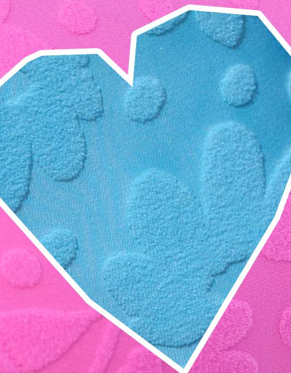 Blue heart on pink background