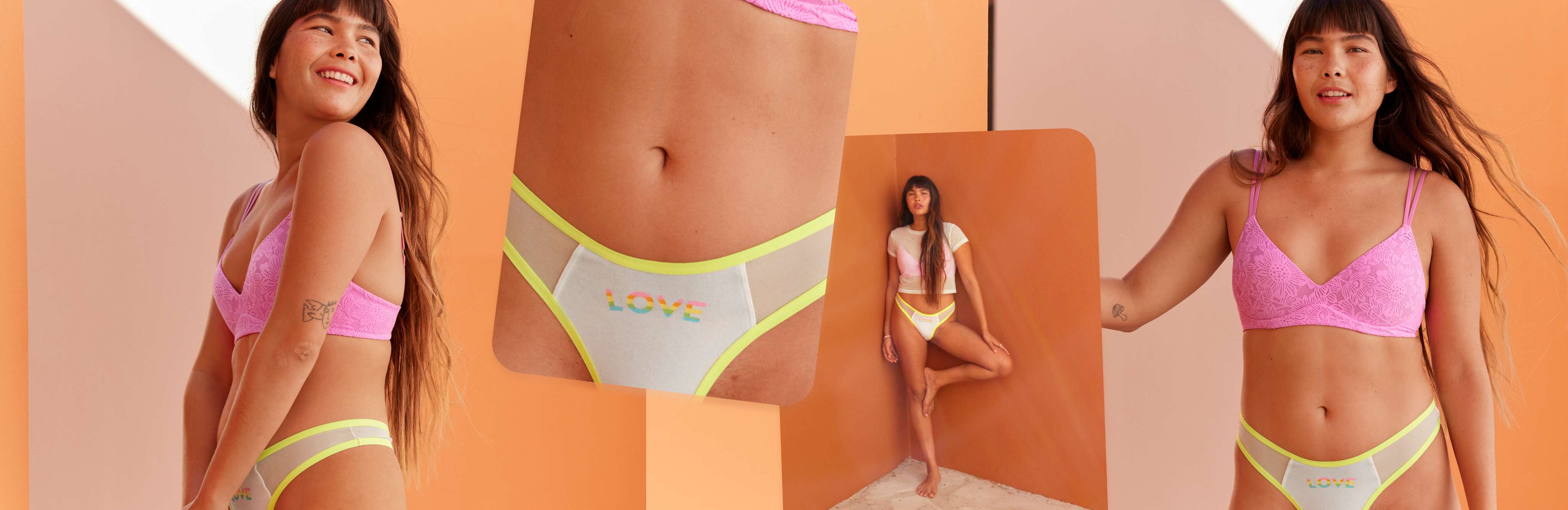 Model in Aerie Pride collection apparel 